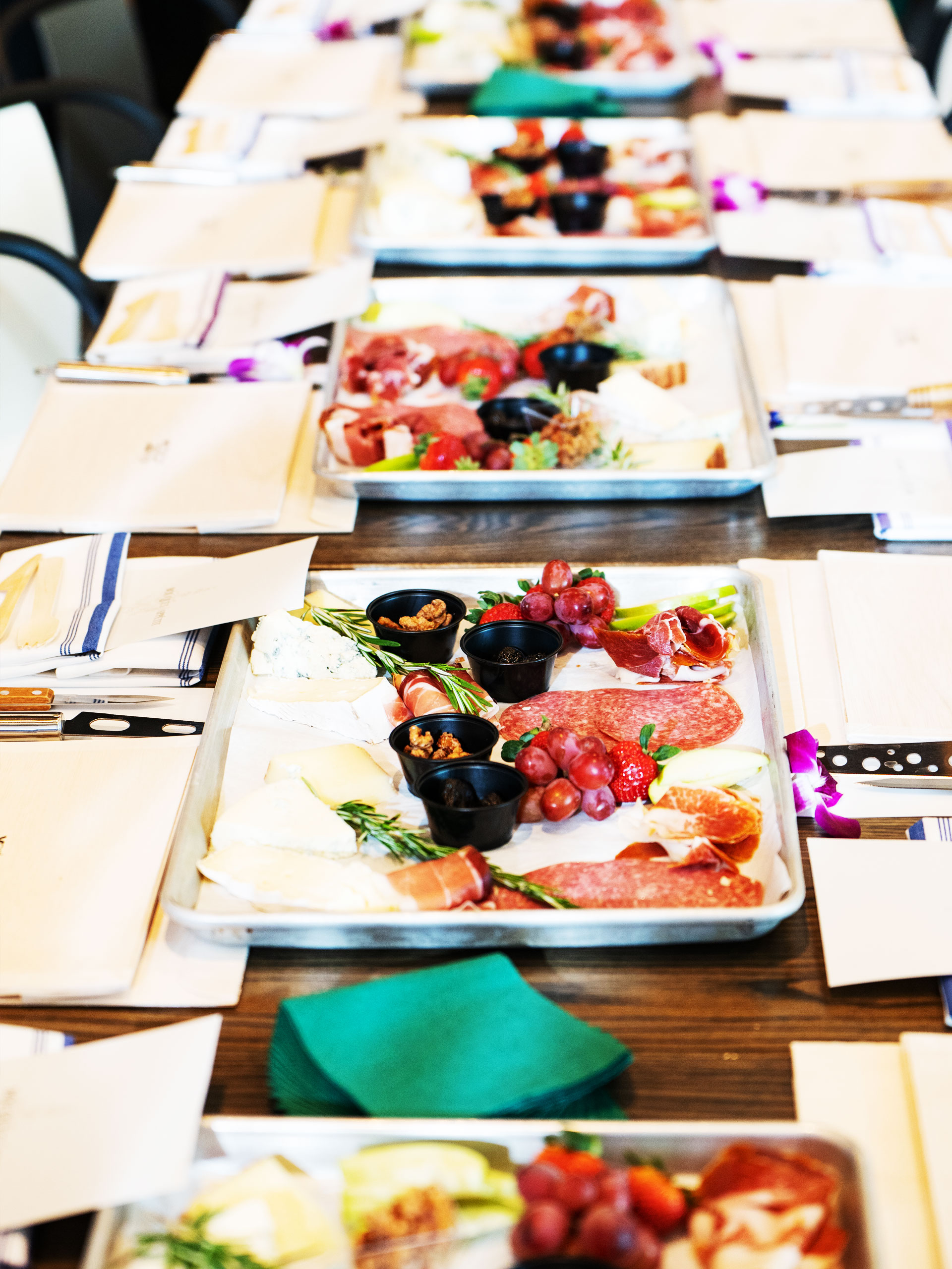 Charcuterie class table setup with materials